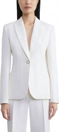 Lafayette 148 New York Peak Lapel Button Blazer In White