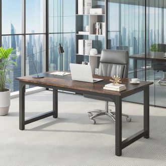OEM Scrivania Industriale - Scrivania Per Computer - 160 X 80 X 75 Cm - Gambe In Metallo - Marrone Rustico E Nero