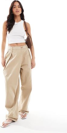 Asos Jeans a fondo ampio color sabbia chiaro con dettaglio a portafoglio-Neutro