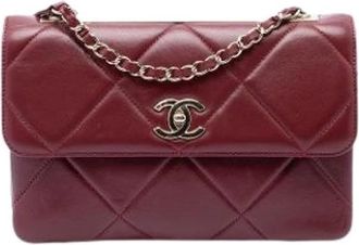 Chanel Pre-owned Vintage Classic Flap Shoulder Bag - Dames - Vintage Schoudertas - Rood - ONE Size - Leer - Vintage