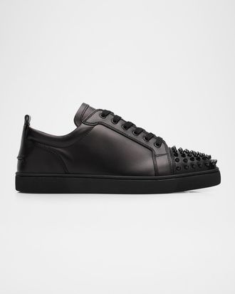 Christian Louboutin Men & apos;s Louis Junior Spikes Leather Low-Top Sneakers