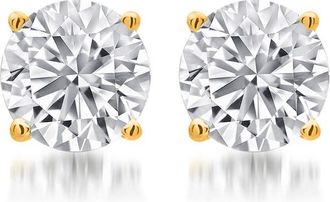 DiamondMuse 1.25 Carat T.W. Round White Diamond Yellow Gold over Sterling Silver Stud Earrings for Women