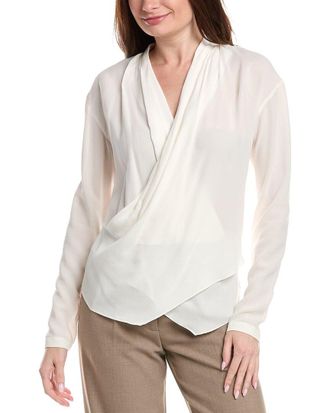 Brunello Cucinelli Surplice Silk Blouse