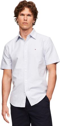 Tommy Hilfiger Short Sleeve Oxford Regular Fit, Mens Button Down Shirts, Shirt Blue / Optic White, XL