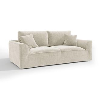 Sia Home Sof&aacute; 3 plazas terciopelo texturizado crema
