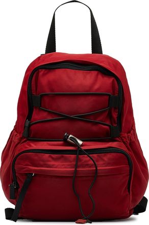Prada Pre-owned Womens Nylon Backpack With Multiple Compartments - Dark Red Textile - One Size