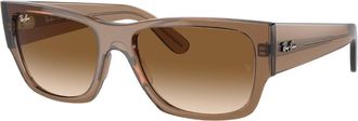 Ray-Ban CARLOS Brown Gradient Rectangular Unisex Sunglasses RB0947S 664051 56