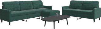 vidaXL Vidaxl - Juego De Sof&aacute;s Con Cojines 3 Piezas Terciopelo Verde Oscuro