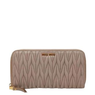 Miu Miu Pre-owned Long wallet (bi-fold) - Dames - Vintage Accessoires - Beige - ONE Size - Leer - Vintage