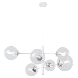 OEM L&aacute;mpara Colgante Vicenza Blanca Cromada 6 L&aacute;mpara Plana Transparente E14