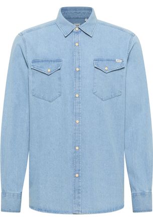 Mustang Langarmhemd MUSTANG Herren Style Duver, Herren, Gr. S, US-Gr&ouml;ssen, blau 200, Popeline, 100% Baumwolle, unifarben, regular fit, Hemden Langarmhemd