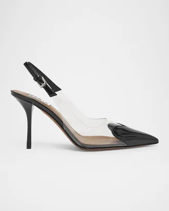 Alaia Coeur Clear Patent Heart-Toe Slingback Pumps