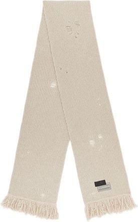 Maison Margiela Ribbed Texture Scarf With Fringed Edges