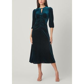 Shoshanna Luna Studded Velvet Dress in Emerald at Nordstrom, Size 10