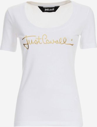 Just Cavalli Camiseta de algod&oacute;n el&aacute;stico con logo en la parte delantera de Just Cavalli