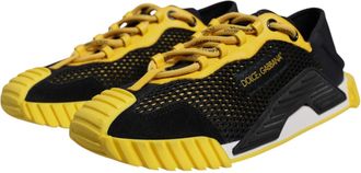 Dolce & Gabbana Mens Black Yellow Low Top Ns1 Sneakers Shoes Polyester La Nylon Elastane