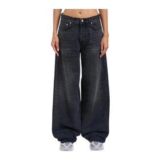 Haikure Wide Leg Jeans - Dames - Loose Fit Jeans - Zwart - W24 - Katoen - Jeans