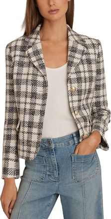 Reiss Carly Check Cropped Jacket