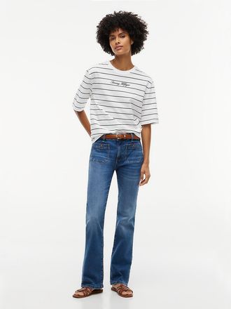 Tommy Hilfiger Womens Mid-Rise Patch Pocket Bootcut Jean - Dark Wash - 10