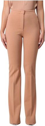 Pinko Tailored Straight Leg Pants - Dames - Wijde Broeken - Bruin - M - Leer - Broeken