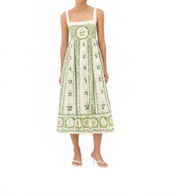 Agua Bendita Barbara Wild Cotton Midi Dress In Green