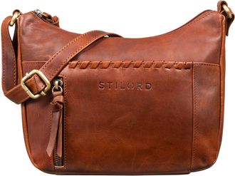 STILORD Nia Ladies Shoulder Bag - Small Leather Handbag, Vintage Crossbody Evening Saddle Bag, Genuine Leather, Colour:porto - cognac