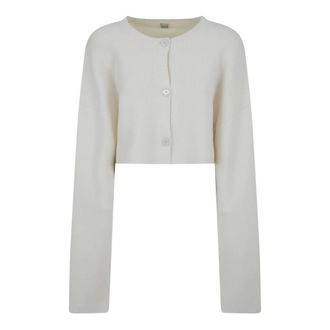 Toteme Cardigans, female, White, Size: M Cropped Oversized Cardigan