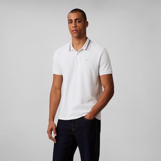 Calvin Klein Jeans Poloshirt CALVIN KLEIN JEANS SS CSL PQ CLSSC TPPD, Herren, Gr. XXL, weiss (blanc de blanc), Jersey, Obermaterial: 100% Baumwolle, unifarben, klassisch