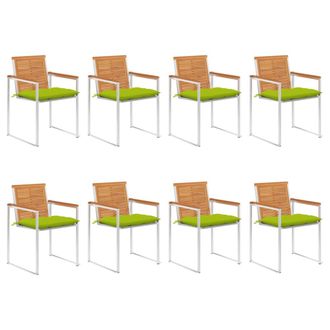 vidaXL Sedie Da Giardino Con Cuscini 8 Pz In Legno Massello Di Acacia Vidaxl
