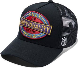 Cult of Individuality Oversize Patch Trucker Hat in Black at Nordstrom