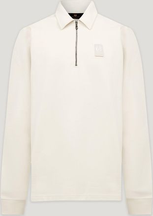 Belstaff Curator Collared Sweatshirt Mens Cotton Fleece Silver Birch Size 2XL