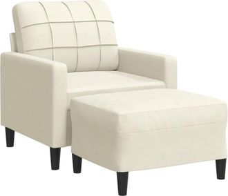 vidaXL Sill&oacute;n Con Taburete Terciopelo Crema 60 Cm Vidaxl
