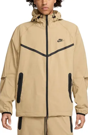 Nike Tech HM7151-297 Jacket Mens Parachute Beige Woven Hooded Full Zip POSH002