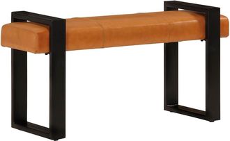 vidaXL Vidaxl - Banco Piel De Cabra Aut&eacute;ntica Negro Y Marr&oacute;n 110 Cm