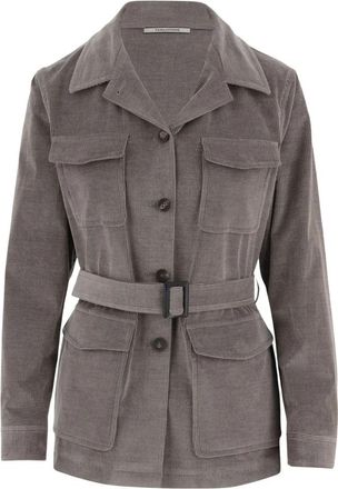 Tagliatore Katoenen en Kasjmier Jas met Riem - Dames - Zomerjassen - Grijs - 2XS - Katoen - Jassen