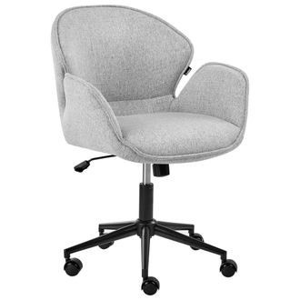 Beliani Silla De Oficina De Tela De Poli&eacute;ster Estructura De Metal Funci&oacute;n Giratoria Inclinaci&oacute;n Altura Ajustable Muebles De Oficina Gris Belmar