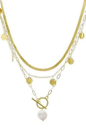 Adornia Set of 3 Assorted Chain Necklaces in Gold/White at Nordstrom Rack