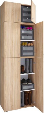 ebuy24 Gabinete De Zapato De Madera Vcm Dimensiones: Al. 223 X An. 70 X T. 39 Cm Armario Multiusos 5 Compartimentos 4 Puertas Rotativas 2 Puertas De Fijaci&oacute;n