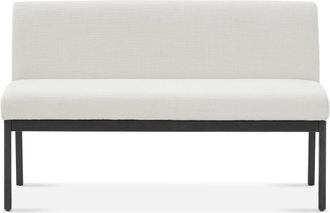 Castlery White Banquette Bench, Dark Brown Wooden Leg |Elliot by Castlery