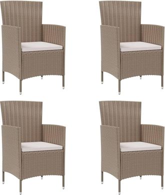 vidaXL Sillas De Jard&iacute;n Con Cojines 4 Unidades Rat&aacute;n Sint&eacute;tico Beige Vidaxl