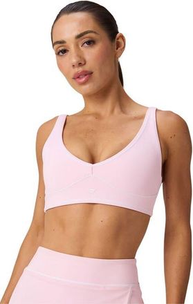 Fabletics Womens PureLuxe Longline Low Impact Bra in Soft Pink/classic White at Nordstrom, Size Xx-Small