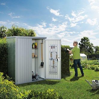 BIOHORT Armario Metalico Alto Jardin Color Plata Metalizada 190 Large