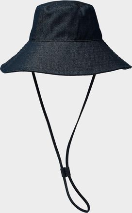 Simons Womens Wide-brim denim bucket hat with drawstring