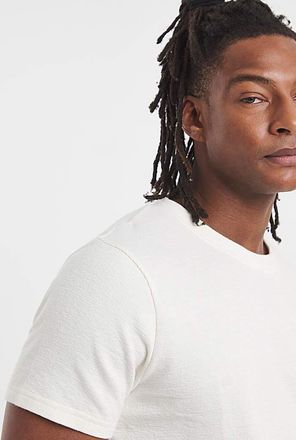 Jacamo Textured Crew Neck T-Shirt-White