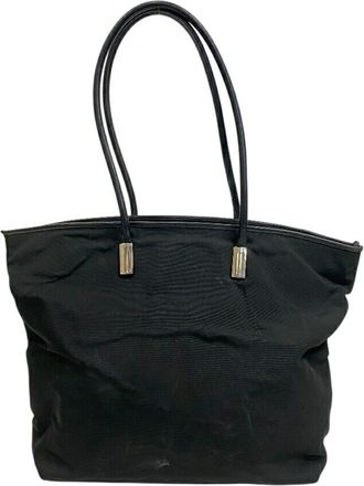 Gucci Black Nylon Leather Shoulder Bag Tote Bag (Pre-Owned)