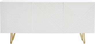 Miliboo Aparador De Dise&ntilde;o Blanco Y Dorado 160 Cm Anchura Ozen