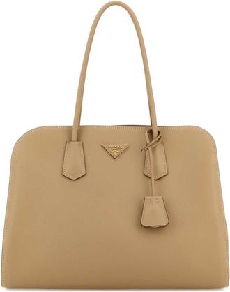 Prada Beige Leather Shopping Bag