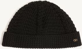Valentino Garavani Cotton Beanie Hat Woman BLACK UNI