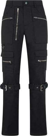 Moschino Katoenen broek met metallic details - Heren - Straight fit broeken - Zwart - M - Katoen - Broeken