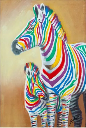 Biscottini International Cuadro &Oacute;leo Sobre La Tela Pintado A La Mano Zebre